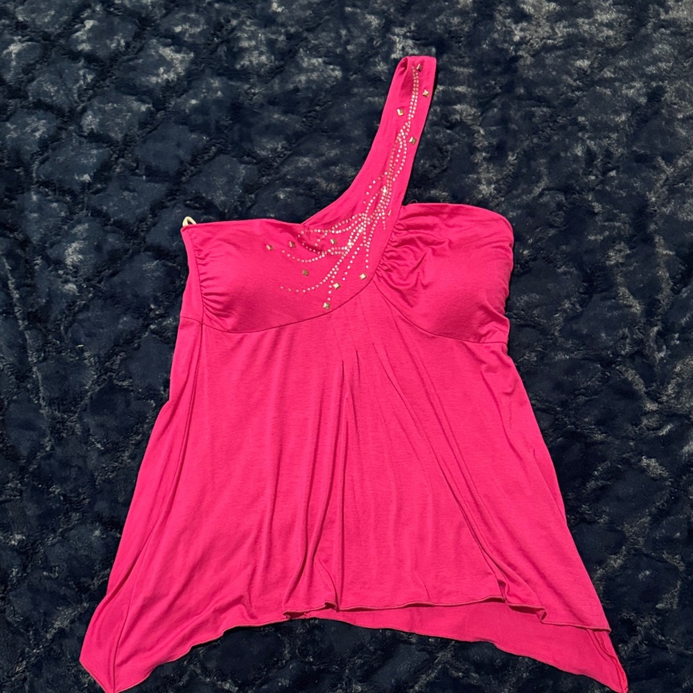 Chic Fuchsia One-Shoulder Blouse